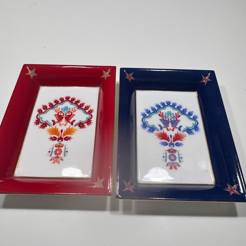 Shanghai Tang Red and Blue Decorative Trays